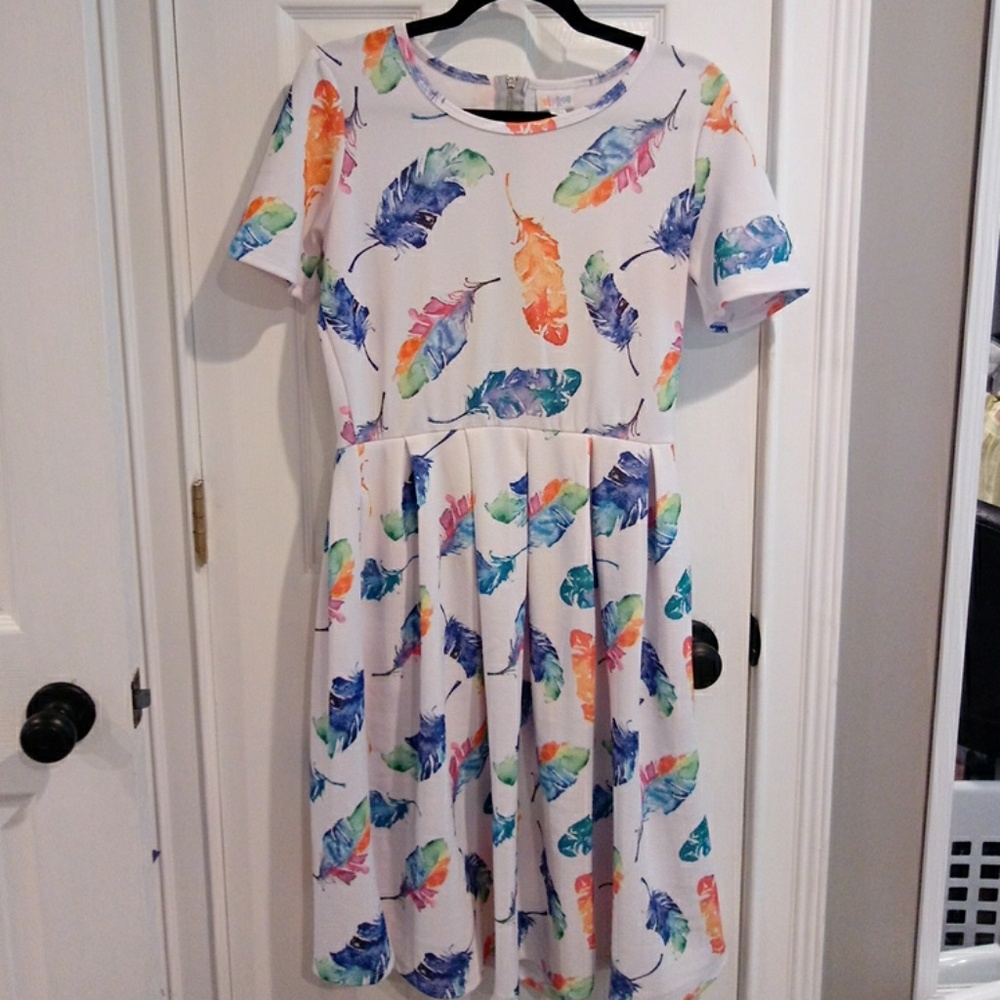 LuLaRoe Amelia Watercolor Feathers